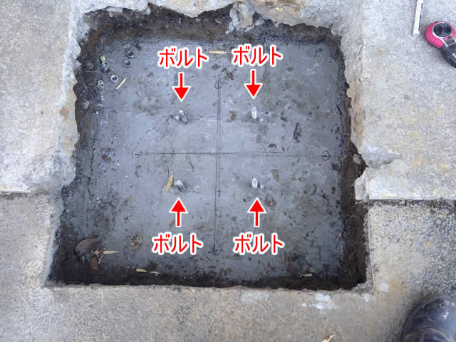 アンカーセットのボルトが見える
