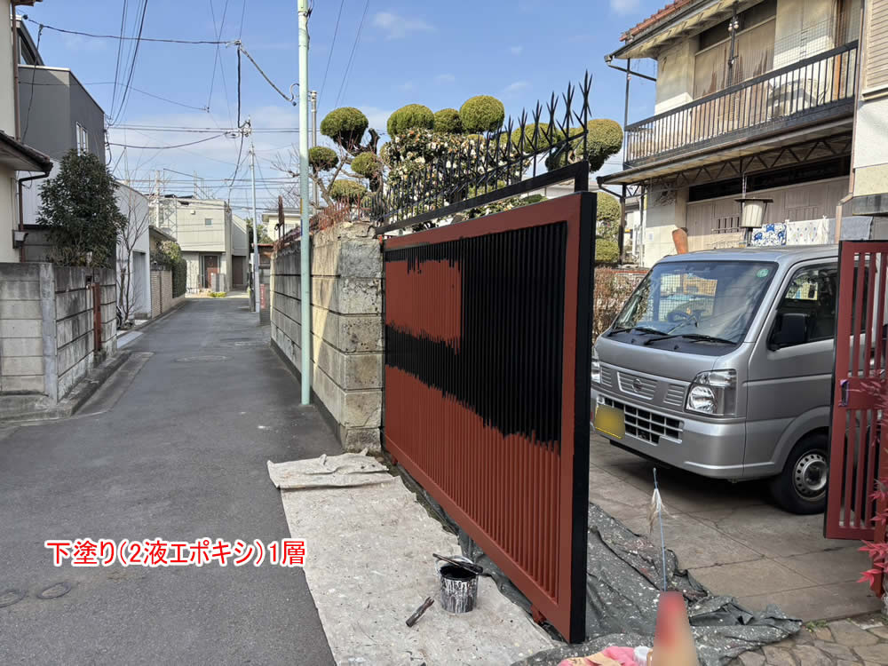 2液エポキシ防錆塗装下塗り～ウレタン塗膜中塗り